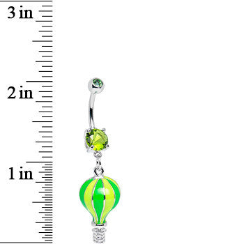 Green Gem Yellow and Green Neon Hot Air Balloon Dangle Belly Ring