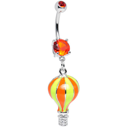 Orange Gem Yellow and Orange Neon Hot Air Balloon Dangle Belly Ring