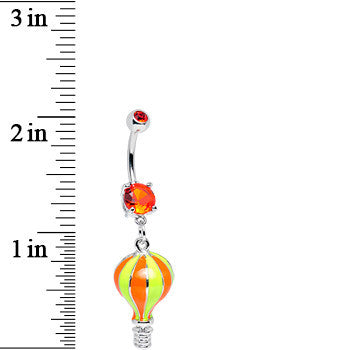 Orange Gem Yellow and Orange Neon Hot Air Balloon Dangle Belly Ring