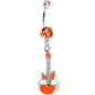 Double Orange Gem Goddess of Rock Neon Guitar Dangle Belly Ring