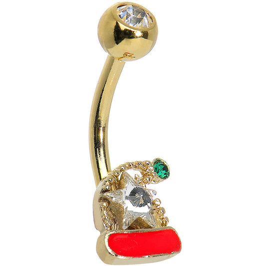 Clear Gem Star Gold Plated Elf Hat Belly Ring