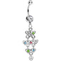 Clear Gem Rainbow Hearts Dangle Belly Ring