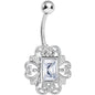 Clear Gem Filigree Frame Belly Ring