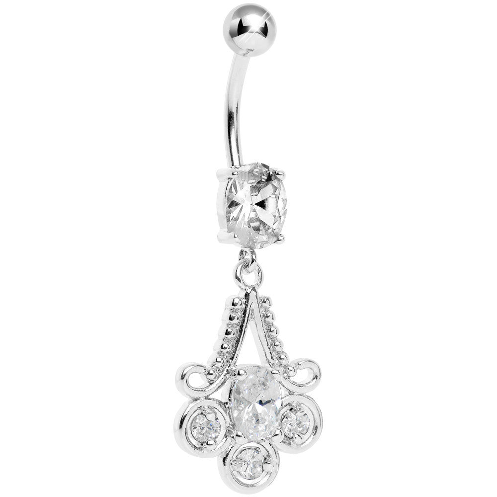 Clear Gem Nottingham Lace Chandelier Dangle Belly Ring