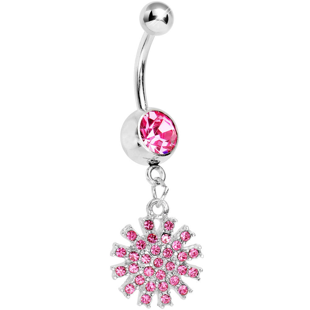 Pink Gem Summertime Sunburst Dangle Belly Ring