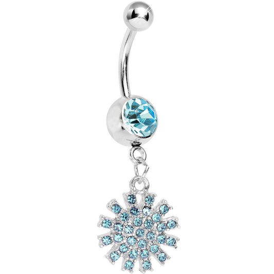 Aqua Gem Summertime Sunburst Dangle Belly Ring