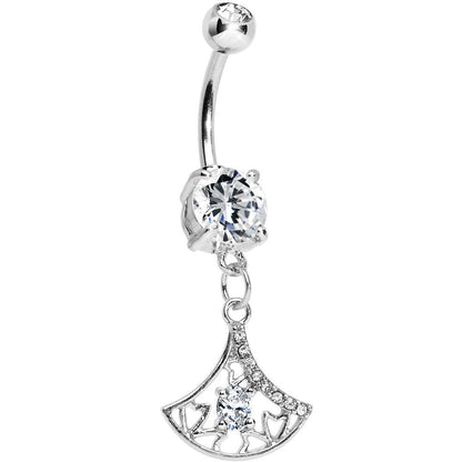 Crystalline Gem Inverse Filigree Fan Dangle Belly Ring