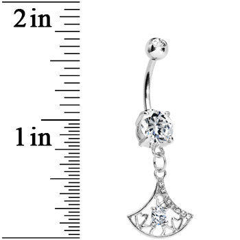 Crystalline Gem Inverse Filigree Fan Dangle Belly Ring