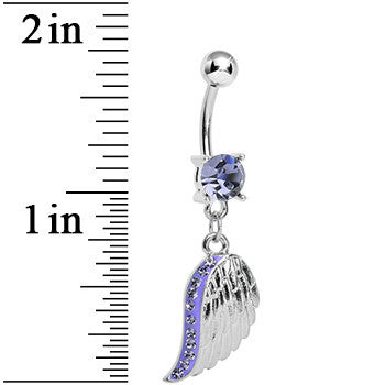 Purple Gem Shimmering Angel Wing Dangle Belly Ring