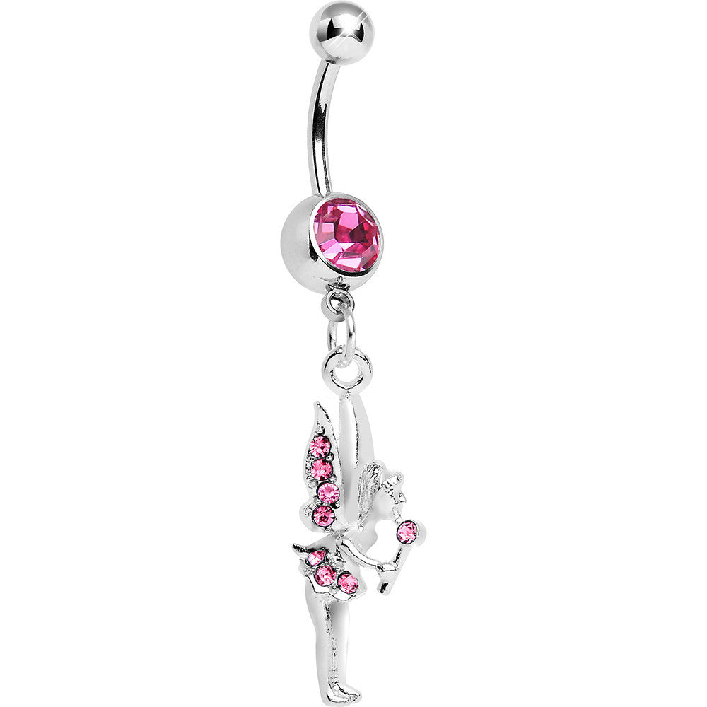 Pink Gem Wand and Fairy Dangle Belly Ring