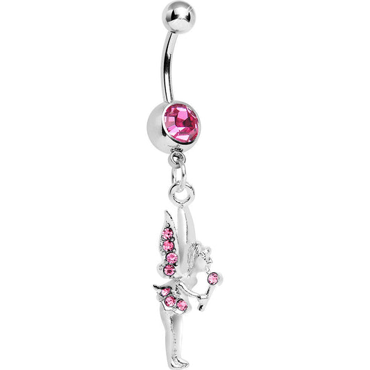 Pink Gem Wand and Fairy Dangle Belly Ring