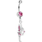 Pink Gem Wand and Fairy Dangle Belly Ring