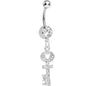 Clear Gem Key to God's Love Dangle Belly Ring