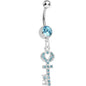 Aqua Gem Key to God's Love Dangle Belly Ring