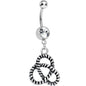 Crystalline Gem Black and Silver Striped Knot Dangle Belly Ring