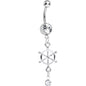 Crystalline Gem Drop and Ship Wheel Dangle Belly Ring