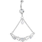 Crystalline Gem Faux Pearl Fanciful Scrolls Chandelier Belly Ring