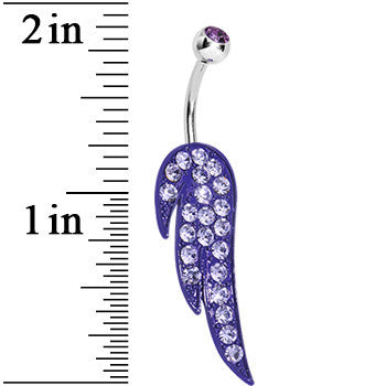 Purple Gem Glimmering Singular Angel Wing Belly Ring