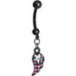 Pink Gem Celestial Star Solo Black Wing Dangle Belly Ring