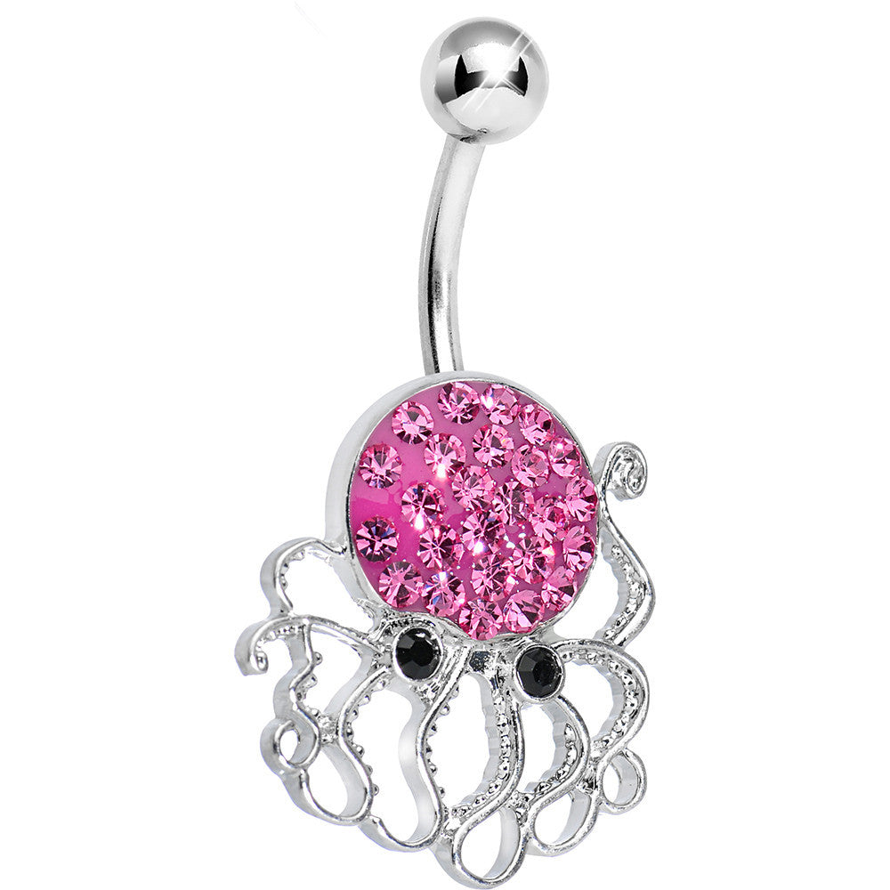 Pink Gem Paved Glamorous Octopus Belly Ring