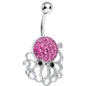 Pink Gem Paved Glamorous Octopus Belly Ring