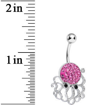 Pink Gem Paved Glamorous Octopus Belly Ring