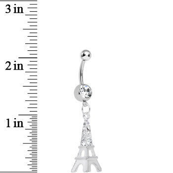 Clear Gem Elegant Eiffel Tower Dangle Belly Ring