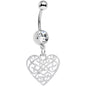 Clear Gem Filigree Heart Dangle Belly Ring
