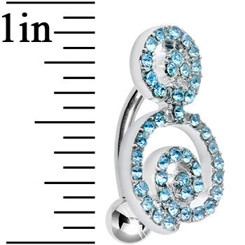 Aqua Gem Sweet Swirls Top Mount Belly Ring