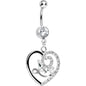 Crystalline Gem Gleaming Love Heart Dangle Belly Ring