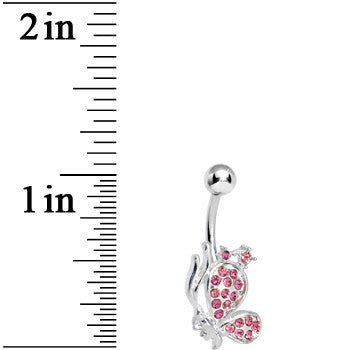 Pink Gem Shy Butterfly Belly Ring