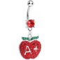 Red Gem Teacher Gets an Apple Dangle Belly Ring