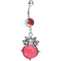 Red Gem Luminous Orb Victorian Roses Dangle Belly Ring