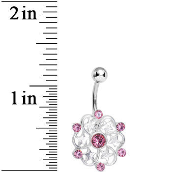 Pink Gem Princess Star Petals Flower Belly Ring