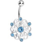 Aqua Gem Princess Star Petals Flower Belly Ring