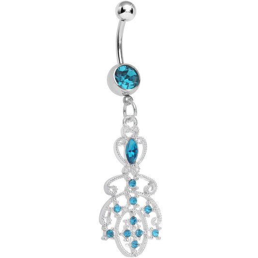 Aqua Gem Elegant Equality Dangle Belly Ring