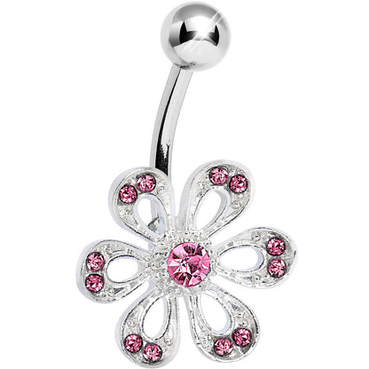 Pink Gem Sparkling Spring Flower Belly Ring