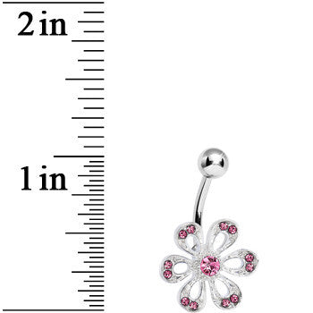 Pink Gem Sparkling Spring Flower Belly Ring