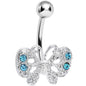 Aqua Gem Enchanting Butterfly Belly Ring