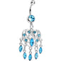 Aqua Gem Shimmering Teardrop Heart Dangle Belly Ring