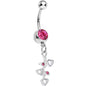 Pink Gem Branch of Love Heart Dangle Belly Ring