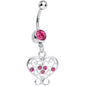 Dark Pink Gem Opulent Scrolled Heart Dangle Belly Ring