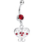 Red Gem Opulent Scrolled Heart Dangle Belly Ring