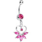 Pink Gem Marquise Pop Hollow Heart Dangle Belly Ring