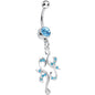 Aqua Gem Twisted Separate Heart Dangle Belly Ring