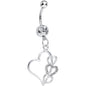 Clear Gem Hollow Heart Triple Dangle Belly Ring
