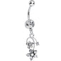 Clear Gem Tri Flower Strand Dangle Belly Ring