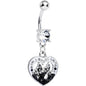 Clear Gem Black Hollow Fire Heart Dangle Belly Ring