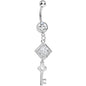 Clear Gem Key to My Diary Dangle Belly Ring