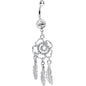 Clear Gem Hypnotic Spiral Flower Dreamcatcher Belly Ring